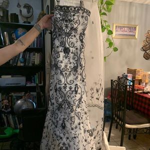 Black and white sequins prom dress